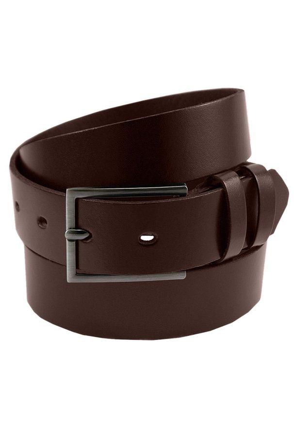 Klasyczny, Skórzany Pasek Męski - Victorio - Orzechowy (Brązowy). Kolor: brązowy. Materiał: skóra. Styl: klasyczny