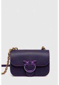Pinko torebka skórzana kolor fioletowy. Kolor: fioletowy. Materiał: skórzane. Rodzaj torebki: na ramię #1