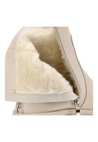 Beżowe Botki Cambell Stylowe Obuwie Damskie Na Platformie. Zapięcie: zamek. Kolor: beżowy. Materiał: skóra. Obcas: na platformie. Styl: elegancki #4