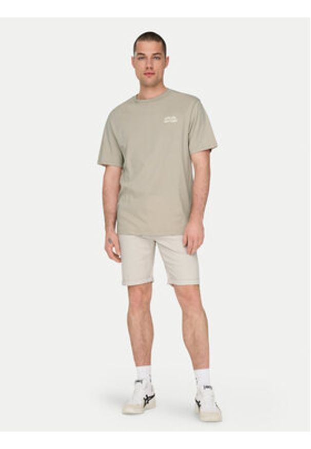 Only & Sons Szorty jeansowe Ply 22029296 Écru Regular Fit. Kolor: kremowy. Materiał: bawełna