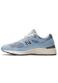 Buty unisex New Balance U991BV2 – niebieskie. Kolor: niebieski. Materiał: guma, skóra. Szerokość cholewki: normalna. Sport: bieganie #5