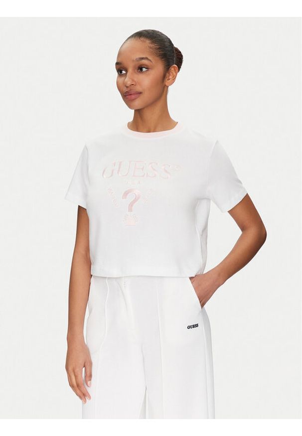 Guess T-Shirt V5GI18 I3Z14 Biały Regular Fit. Kolor: biały. Materiał: bawełna