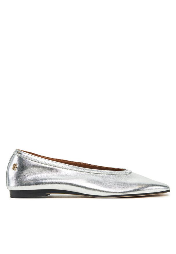 TOMMY HILFIGER - Tommy Hilfiger Baleriny Soft Metal Lthr Ballerina No Bow FW0FW08601 Srebrny. Kolor: srebrny. Materiał: skóra