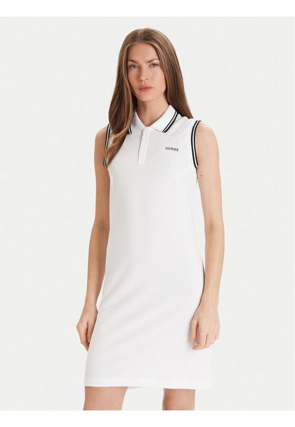 Guess Sukienka codzienna V5GK04 KCOK1 Biały Bodycon Fit. Okazja: na co dzień. Kolor: biały. Materiał: bawełna. Typ sukienki: bodycon, proste. Styl: casual