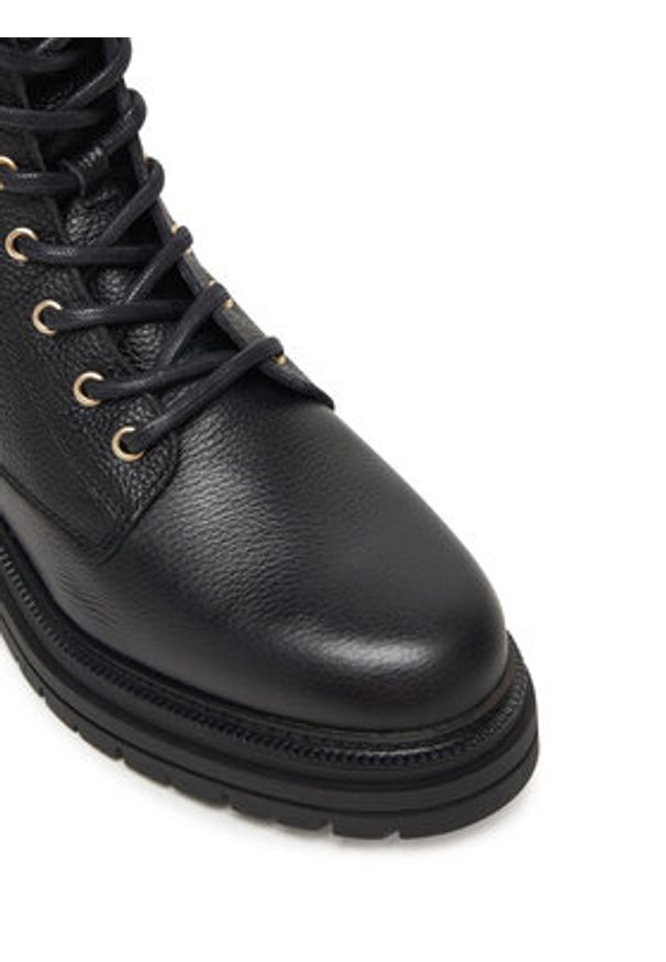 TOMMY HILFIGER - Tommy Hilfiger Trzewiki Th Plaque Pebble Lace Boot Warm FW0FW08767 Czarny. Kolor: czarny. Materiał: skóra