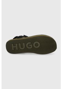 Hugo - HUGO sandały Jens męskie kolor zielony. Zapięcie: rzepy. Kolor: zielony. Materiał: materiał, guma. Wzór: gładki
