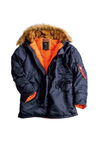 Kurtka Alpha Industries Parka N3B VF 59 10314107 - granatowa. Kolor: niebieski. Materiał: nylon, tkanina, syntetyk, poliester. Długość: długie. Sezon: zima