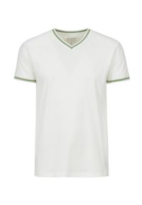 Ochnik - Biało-zielony T-shirt męski. Kolor: biały. Materiał: bawełna. Długość rękawa: krótki rękaw. Długość: krótkie #4