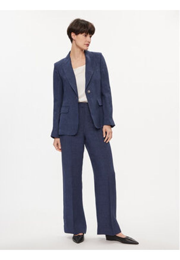 Weekend Max Mara Spodnie materiałowe Malizia 2415131022 Granatowy Regular Fit. Kolor: niebieski. Materiał: len