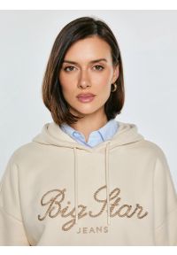 Big-Star - Bluza damska z kapturem kremowa Raisa 103. Okazja: na spacer, na co dzień. Typ kołnierza: kaptur. Kolor: kremowy. Materiał: dzianina, jeans, dresówka. Wzór: gładki, haft. Styl: casual, sportowy #8