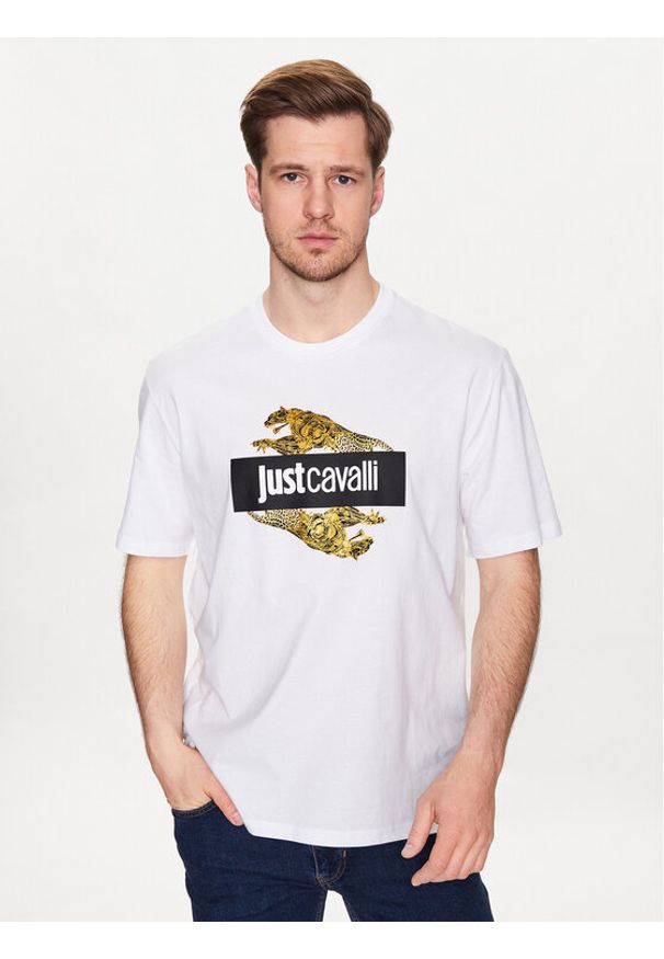 Just Cavalli T-Shirt 74OBHF07 Biały Regular Fit. Kolor: biały. Materiał: bawełna