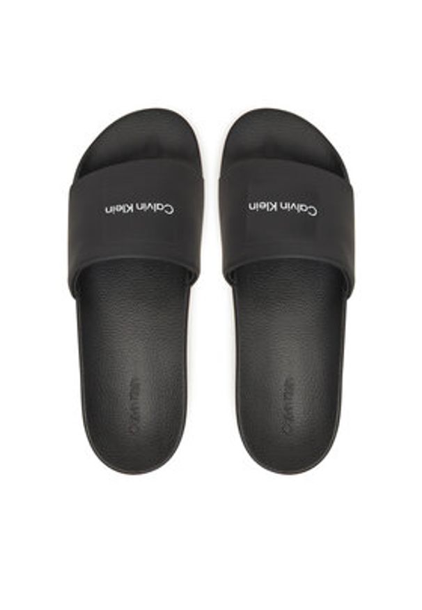 Calvin Klein Klapki Pool Slide W/ Ck Square HM0HM01754 Czarny. Kolor: czarny. Materiał: skóra