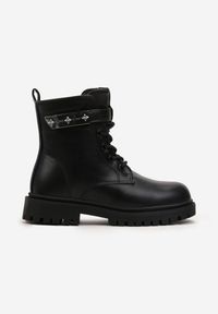 Born2be - Czarne Ocieplane Botki Workery Harnia. Okazja: na co dzień. Kolor: czarny. Styl: casual