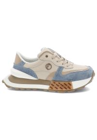 Beżowo-Niebieskie Sneakersy Filippo Stylowe Obuwie Damskie. Kolor: beżowy. Materiał: materiał #5