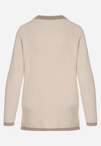 Born2be - Beżowy Sweter Ozdobiony Paskami i Aplikacją Tusanne. Okazja: na co dzień. Kolor: beżowy. Materiał: jeans. Wzór: aplikacja. Styl: casual, elegancki #7