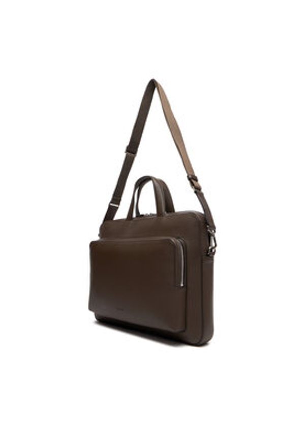 Calvin Klein Torba na laptopa Micro Pebble Slim Briefcase 36 LV04D3012G Brązowy. Kolor: brązowy. Materiał: skóra