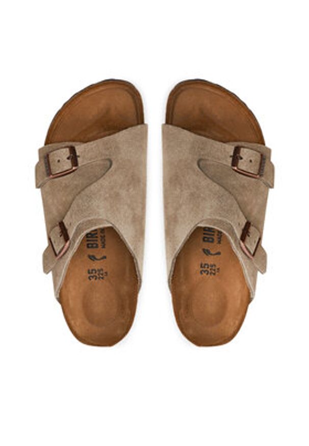 Birkenstock Klapki Zürich 50463 Brązowy. Kolor: brązowy. Materiał: skóra