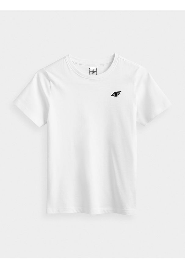 4f - T-shirt chłopięcy (122-164). Kolor: biały. Materiał: bawełna, materiał
