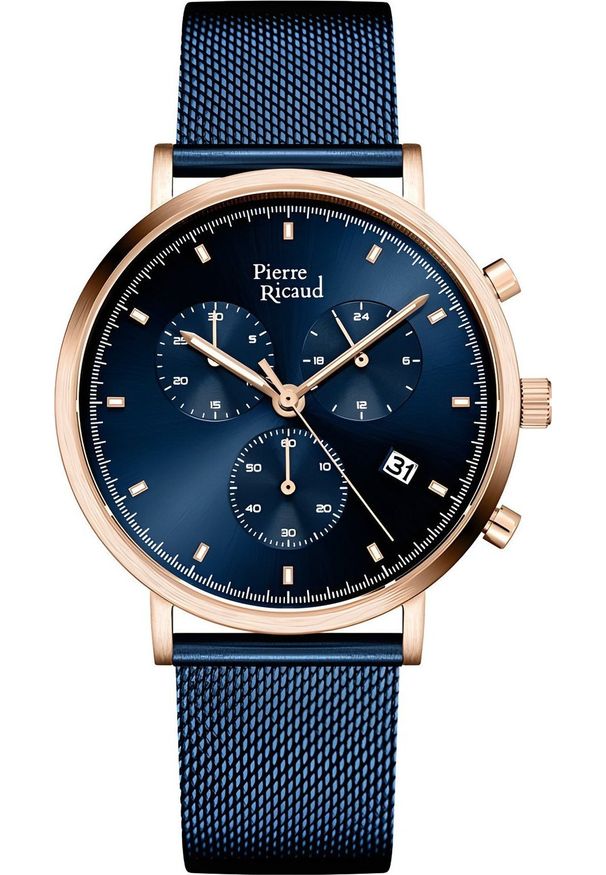 Zegarek Pierre Ricaud Zegarek męski Pierre Ricaud P60046.R115CH niebieski. Kolor: niebieski