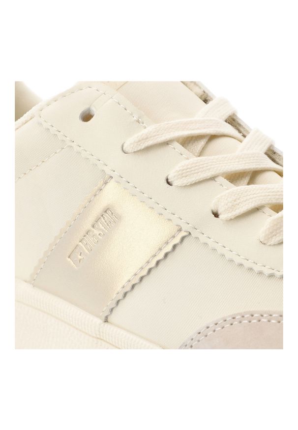 Big-Star - Trampki damskie Big Star, skóra naturalna i zamszowe wstawki sznurowany fason minimalistyczny design lekka podeszwa stonowana kolorystyka, beżowe, TT. Okazja: na co dzień. Zapięcie: sznurówki. Kolor: beżowy. Materiał: zamsz, skóra. Szerokość cholewki: normalna. Sezon: lato. Styl: casual, elegancki, sportowy, klasyczny