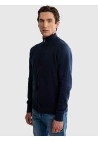 Big-Star - Sweter męski o ryżowym splocie rozpinany granatowy Zirelian 403. Kolor: niebieski. Materiał: bawełna. Wzór: ze splotem #8