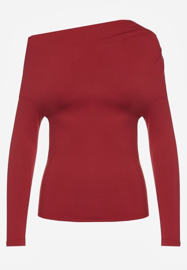 Renee - Bordowa Bluzka Longsleeve Vices z Asymetrycznym Dekoltem Fertie. Okazja: na co dzień. Kolor: czerwony. Materiał: jeans. Długość rękawa: długi rękaw. Długość: długie. Styl: elegancki, casual