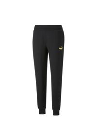 Puma - Spodnie Do Biegania Damskie Essentials+ Metaliczne. Kolor: czarny