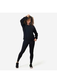 DOMYOS - Bluza damska Domyos Gym & Pilates. Kolor: czarny. Materiał: materiał. Długość rękawa: raglanowy rękaw. Sport: joga i pilates