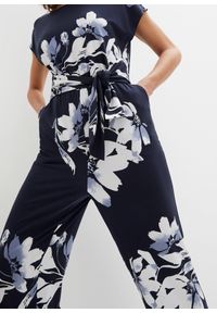 bonprix - Kombinezon z wiązanym paskiem. Kolor: niebieski. Styl: elegancki #2