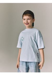Reserved - Bawełniany t-shirt - jasnoniebieski. Kolor: niebieski. Materiał: bawełna #1