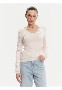 Guess Sweter W5GR07 Z3D60 Różowy Regular Fit. Kolor: różowy. Materiał: wiskoza