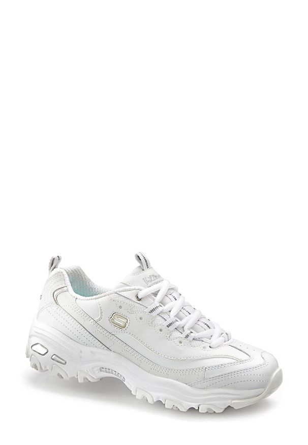 Sneakersy Skechers bonprix biały. Kolor: biały. Materiał: skóra, syntetyk, materiał