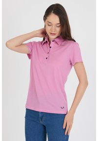 WOOLONA - Koszulka Polo Damska 100% Merino Woolona. Typ kołnierza: polo. Kolor: różowy