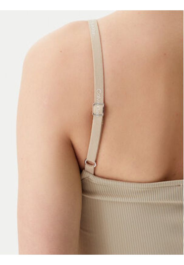 Calvin Klein Jeans Sukienka letnia Logo J20J225288 Beżowy Slim Fit. Kolor: beżowy. Materiał: syntetyk. Sezon: lato