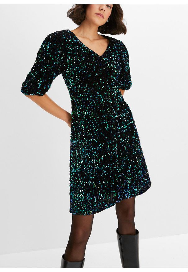 bonprix - Sukienka z cekinami. Kolor: czarny