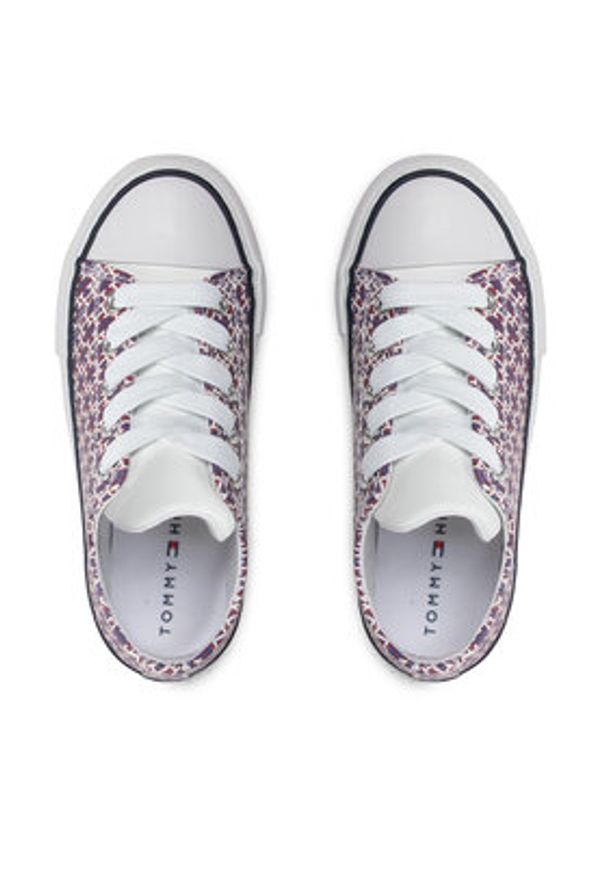 TOMMY HILFIGER - Tommy Hilfiger Trampki Low Cut Lace-Up Sneaker T3A9-32289-0753 Bordowy. Kolor: czerwony. Materiał: skóra