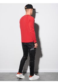 Ombre Clothing - Bluza męska bez kaptura B1156 - czerwona - XXL. Typ kołnierza: bez kaptura. Kolor: czerwony. Materiał: jeans, dresówka, dzianina, bawełna, poliester