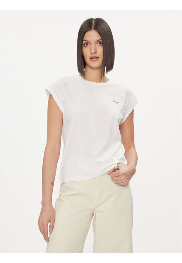 Pepe Jeans Bluzka Bloom PL504821 Biały Regular Fit. Kolor: biały. Materiał: bawełna