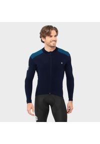 SIROKO - Mężczyzna Kolarstwo Męska termoaktywna koszulka rowerowa M4 Cubilla Navy Blue. Kolor: niebieski. Materiał: tkanina. Sport: kolarstwo