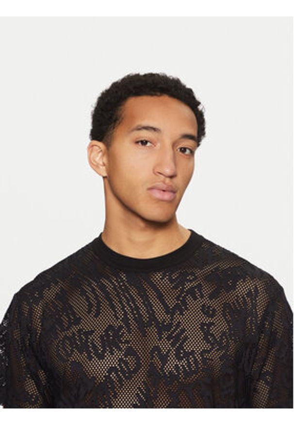 Versace Jeans Couture T-Shirt 78GAH6R0 Czarny Regular Fit. Kolor: czarny. Materiał: bawełna