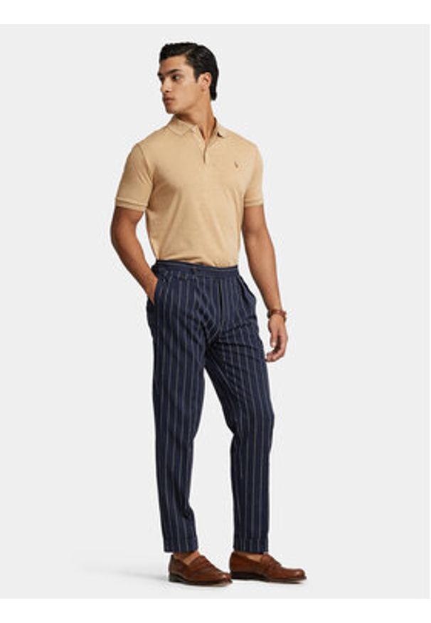 Polo Ralph Lauren Polo 710704319086 Beżowy Custom Slim Fit. Typ kołnierza: polo. Kolor: beżowy. Materiał: bawełna