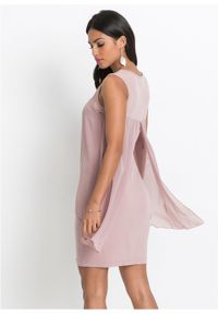 Sukienka z dżerseju i szyfonu bonprix różowobrązowy. Kolor: różowy. Materiał: szyfon, jersey. Styl: elegancki #2