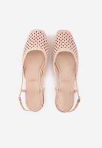 Renee - Różowe Baleriny Slingback z Kwadratowym Noskiem i Ażurową Cholewką Jurria. Okazja: na co dzień. Kolor: różowy. Materiał: jeans. Szerokość cholewki: normalna. Wzór: ażurowy. Styl: casual #8