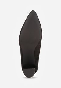Born2be - Czarne Czółenka na Wysokim Słupku ze Skórzaną Wkładką Nisho. Nosek buta: szpiczasty. Zapięcie: bez zapięcia. Kolor: czarny. Materiał: skóra. Obcas: na słupku. Styl: elegancki #2