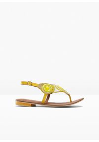 Sandały skórzane japonki bonprix żółty. Zapięcie: pasek. Kolor: żółty. Materiał: syntetyk, materiał, skóra #1
