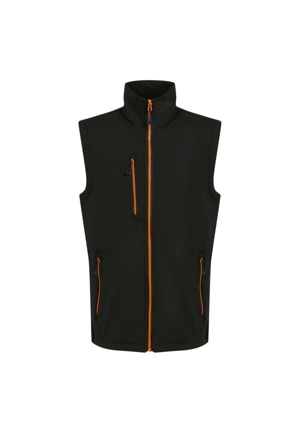 Regatta - Ocieplana Męska Softshell 2 Warstwy. Kolor: czarny, pomarańczowy, wielokolorowy. Materiał: softshell. Długość rękawa: bez rękawów