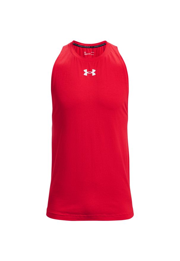 Tank top Under Armour Baseline coton. Kolor: czerwony, biały, wielokolorowy. Materiał: bawełna. Sport: koszykówka