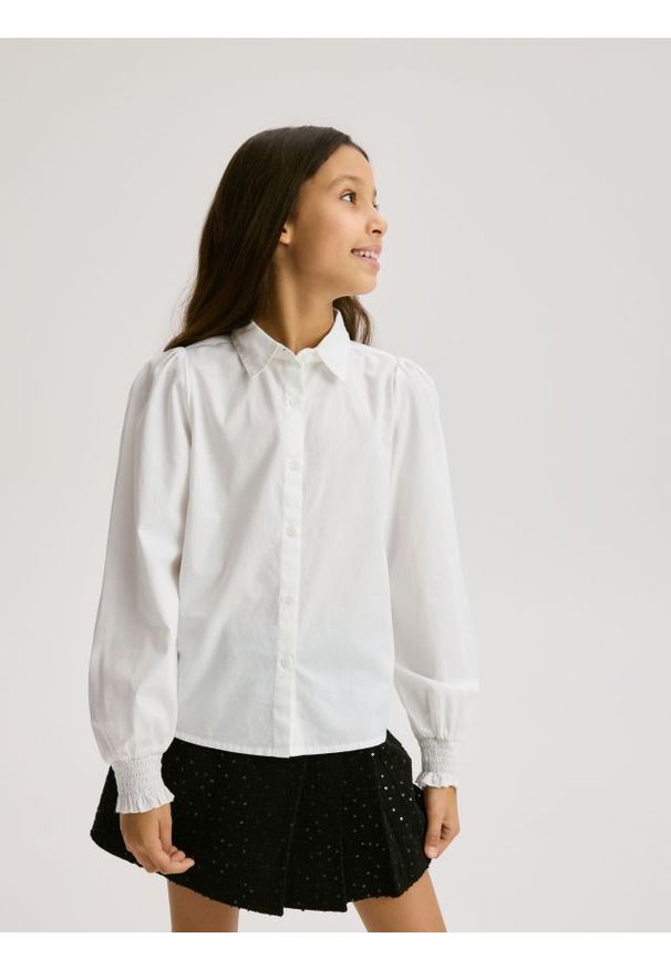 Reserved - Bawełniana koszula - biały. Kolor: biały. Materiał: bawełna