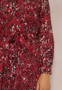 Renee - Bordowo-Czarna Sukienka Forkedchomp. Kolor: czerwony. Materiał: materiał. Długość rękawa: długi rękaw. Styl: klasyczny, elegancki. Długość: midi #2