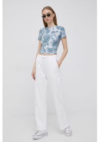 Tommy Jeans spodnie DW0DW12947.PPYY damskie kolor biały gładkie. Stan: podwyższony. Kolor: biały. Materiał: bawełna. Wzór: gładki #4